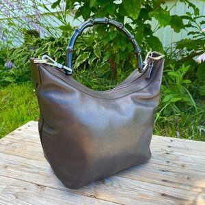 Authentic Gucci Bamboo collection leather shoulder bag